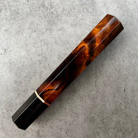 Custom Japanese Knife handle (wa handle) for 210mm : Desert Ironwood burl, copper and horn