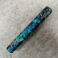 Custom Japanese Knife handle (wa handle) for 240mm - Black and Blue dyed box elder