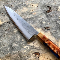 Custom Yoshikane Shiro 2 Nashiji Gyuto 210mm - Flame Box Eldar Hybrid