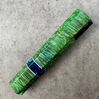 Custom Japanese Knife handle (wa handle) for 165-210mm : Green dyed box elder burl hybrid