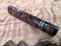 Custom Japanese Knife Handle (Wa Handle) - Double-dyed Yellow Cedar with Stone