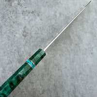 Custom Yu Kurosaki Fujin VG10 Hammered 240mm (10”) Gyuto Chef Knife- Green dyed Karelian birch and turquoise