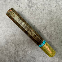 Custom Japanese Knife handle (wa handle) for 210mm : Dyed maple burl with mango and turquoise