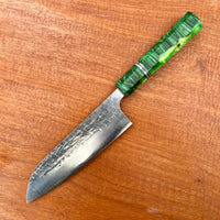 Custom Yu Kurosaki Raijin Cobalt Special Steel Santoku 165mm - Maple burl and vintage poker chips