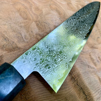 Custom Tsunehisa ZA-18 Damascus Gyuto 210 - Dyed quilted maple