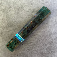 Custom Japanese Knife handle (wa handle) for 240mm - Green dyed masur birch and turquoise