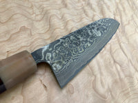 Custom Takeshi Saji R2/SG2 Damascus Santoku 180mm - Rosewood and blonde horn