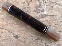Custom Japanese Knife handle (wa handle) for 240mm - Dark Ironwood burl and blonde