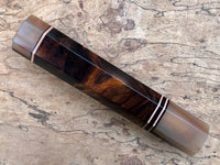 Custom Japanese Knife handle (wa handle) for 240mm - Dark Ironwood burl and blonde