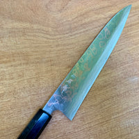 Custom Takeshi Saji Rainbow Ao 2 Damascus 240 Gyuto - Gabon Ebony and horn