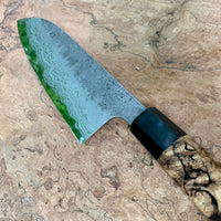 Custom Hatsukokoro Inazuma Aogami Super Santoku 175 mm - Myrtle burl and horn