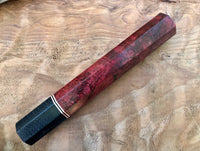 Custom Japanese Knife handle (wa handle) for 240mm - Dyed mango burl and carbon fiber