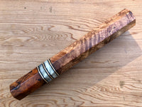 Custom Japanese Knife handle (wa handle) for 240-270mm - Honduran Rosewood Burl and Desert Ironwood Burl