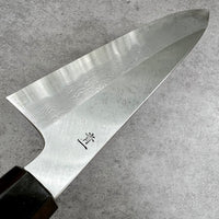 Custom Kagekiyo Yoshikazu Tanaka B1 Damascus 210 mm Gyuto - Birds Eye Desert Ironwood and horn