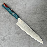 Custom Nigara Hamono SG2 Migaki Tsuchime Gyuto 240 mm - Blue dyed maple burl hybrid
