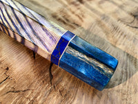 Custom Japanese Knife Handle (Wa Handle) - Curly Ash with Amethyst Inlay and Spalted Maple