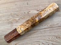 Custom Japanese Knife handle (wa handle) for 165-210mm - Chakte viga burl and Honduran Rosewood