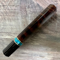 Custom Japanese Knife handle (wa handle) for 210mm - ironwood burl and turquoise