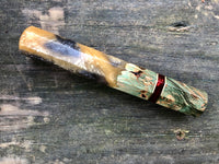 Custom Japanese Knife Handle - Dyed maple burl hybrid