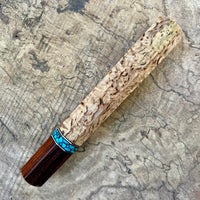 Custom Japanese Knife handle (wa handle) for 240mm - Karelian birch, turquoise and cocobolo