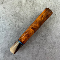 Custom Japanese Knife handle (wa handle) for 165-210mm : Desert Ironwood with vintage poker chip and blonde horn