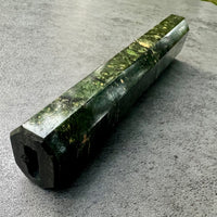 Custom Japanese Knife handle (wa handle) for 240 : Emerald and black dyed box elder