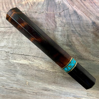 Custom Japanese Knife handle (wa handle) for 210mm - ironwood burl and turquoise