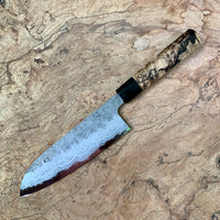Custom Hatsukokoro Inazuma Aogami Super Santoku 175 mm - Myrtle burl and horn