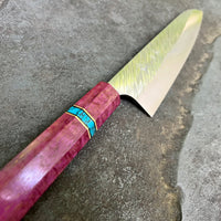 Custom Yu Kurosaki Fujin SG2 Hammered Gyuto 210 - Purple dyed mango and turquoise