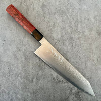Custom Shigeki Tanaka VG10 Damascus Kiritsuke 240mm - Dyed mango and horn