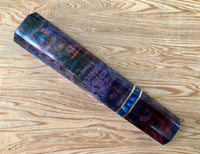 Custom Japanese Knife handle (wa handle) for 210 mm - blue/red/purple dyed Masur Birch