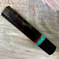 Custom Japanese Knife handle (wa handle) for 210mm - ironwood burl and turquoise
