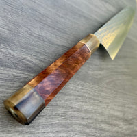 Custom Kurosaki Senko SG2/R2 240mm (10”) Gyuto - Old Profile : Red Mallee and marbled horn