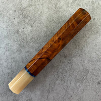 Custom Japanese Knife handle (wa handle) for 165-210mm : Desert Ironwood with vintage poker chip and blonde horn