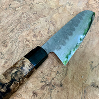 Custom Hatsukokoro Inazuma Aogami Super Santoku 175 mm - Myrtle burl and horn