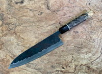 Custom Sugi Fujiwara Shirogami 1 Gyuto 210 - Buckeye Burl