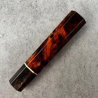 Custom Japanese Knife handle (wa handle) for 210mm : Desert Ironwood burl, copper and horn