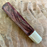 Custom Japanese Knife handle (wa handle) for 240mm - Honduran Rosewood Burl and blonde horn
