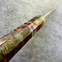 Custom Tsunehisa Nami AUS10 Damascus Santoku 165mm - Double dyed maple burl