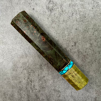 Custom Japanese Knife handle (wa handle) for 210mm : Dyed maple burl with mango and turquoise