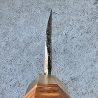 Custom Sasaoka Shirogami Damascus Deba 165mm - Thuya burl