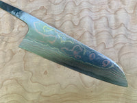 Takeshi Saji Rainbow Ao 2 Damascus Santoku 180mm - blade only