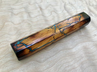 Custom Japanese Knife Handle (Wa Handle) - Litchenberg Burned Osage Orange with Turquoise Inlay