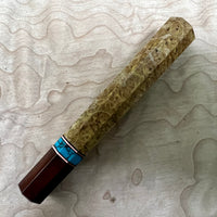 Custom Japanese Knife handle (wa handle) for 240mm - Dyed Amboyna burl and turquoise