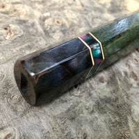 Custom Japanese Knife handle (wa handle) - Green dyed oak burl