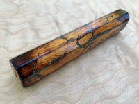 Custom Japanese Knife Handle (Wa Handle) - Litchenberg Burned Osage Orange with Turquoise Inlay