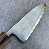 Custom Sasaoka Shirogami Damascus Deba 165mm - Thuya burl