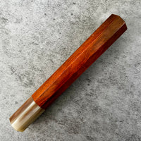 Custom Japanese Knife handle (wa handle) for 240mm - Tight curly Siamese Rosewood and marbled horn