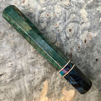 Custom Japanese Knife handle (wa handle) - Green dyed oak burl
