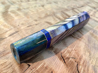 Custom Japanese Knife Handle (Wa Handle) - Curly Ash with Amethyst Inlay and Spalted Maple